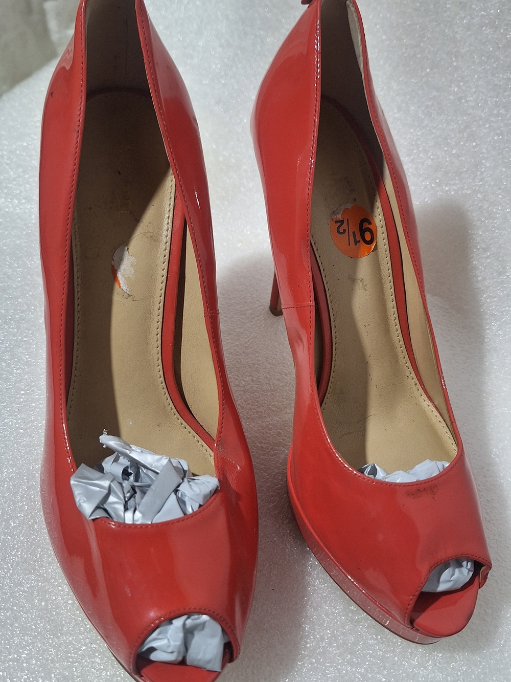 Michael Kors Red Patent Peep-Toe Heels